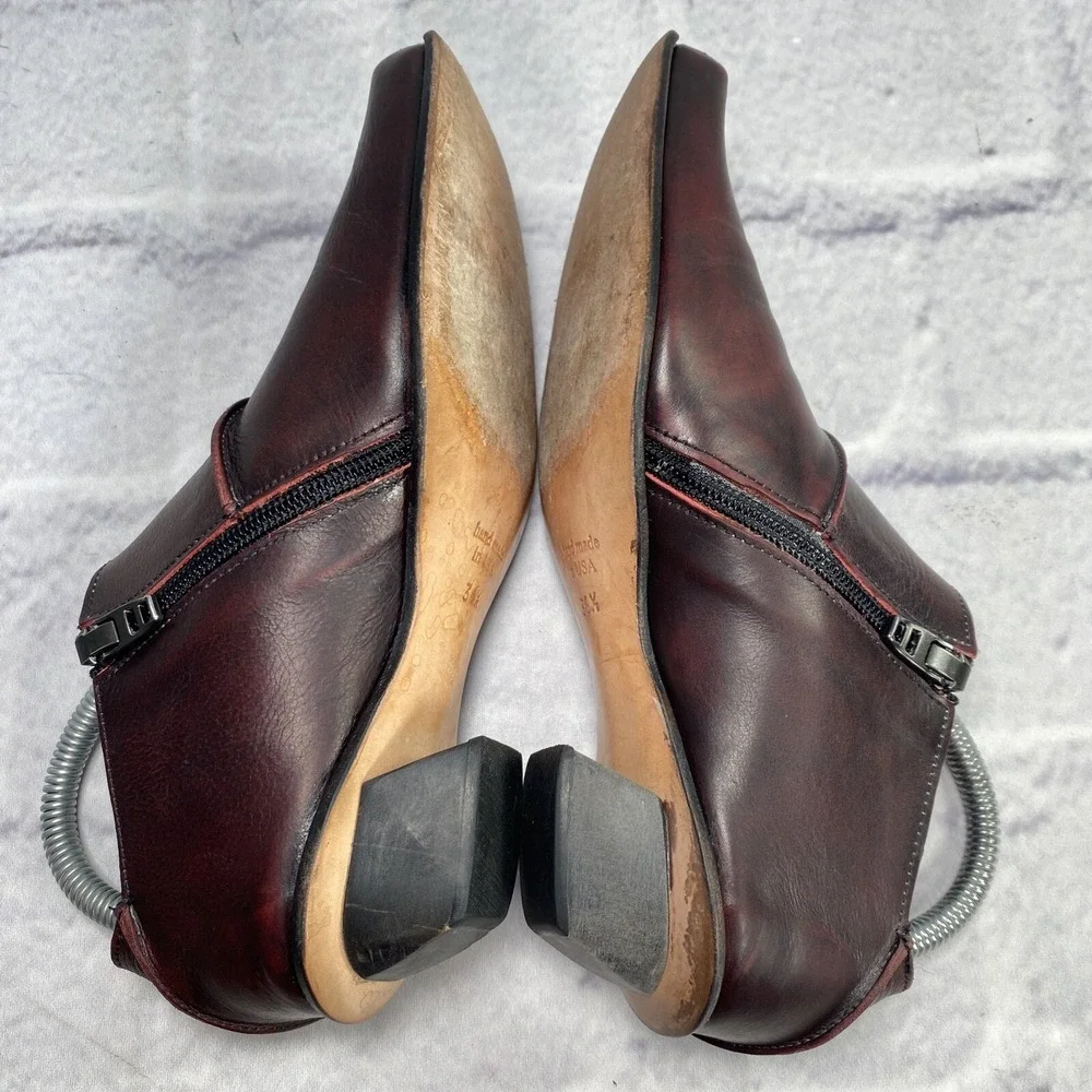 CYDWOK Vintage Women's Chalet-H Shoes Size 6.5 Side Zip 1-inch Heel Red Bordeaux